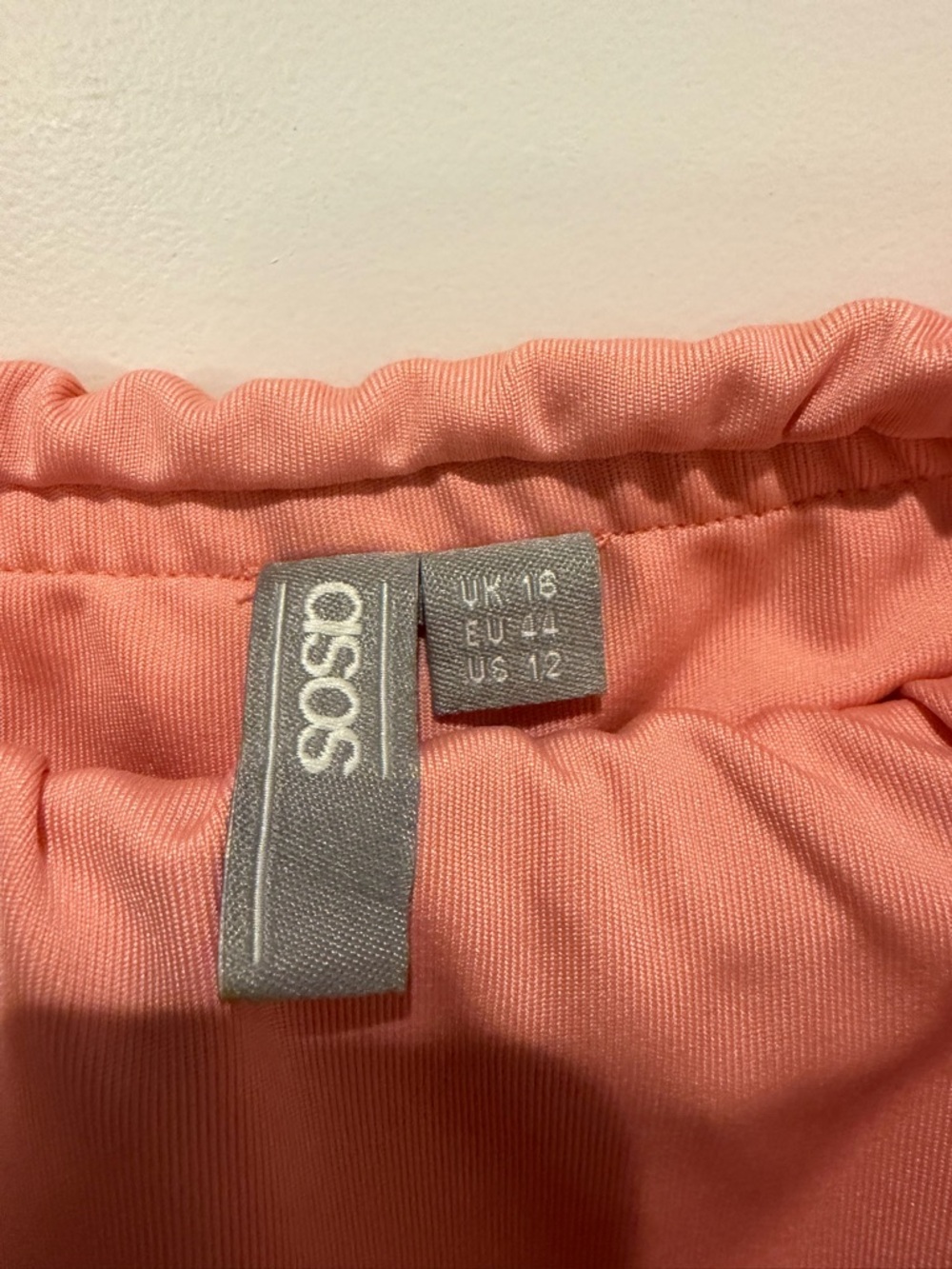 ASOS Coral Pink Off the Shoulder Ruffle Pleated Mini Dress - Picture 3 of 3